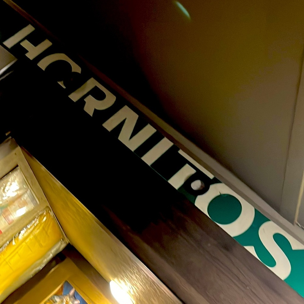 Full-size shot ski for 4, matching glasses Hornitos tequila advertising VTG